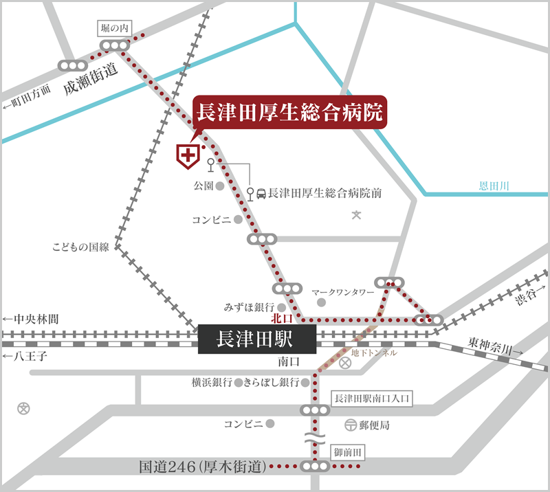 長津田厚生総合病院の周辺地図
